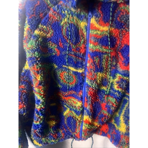 Dolls Kill Basic Pleasures Mode Fantasia Borg Trippy Print Fleece Zip up Jacket - Picture 3 of 11
